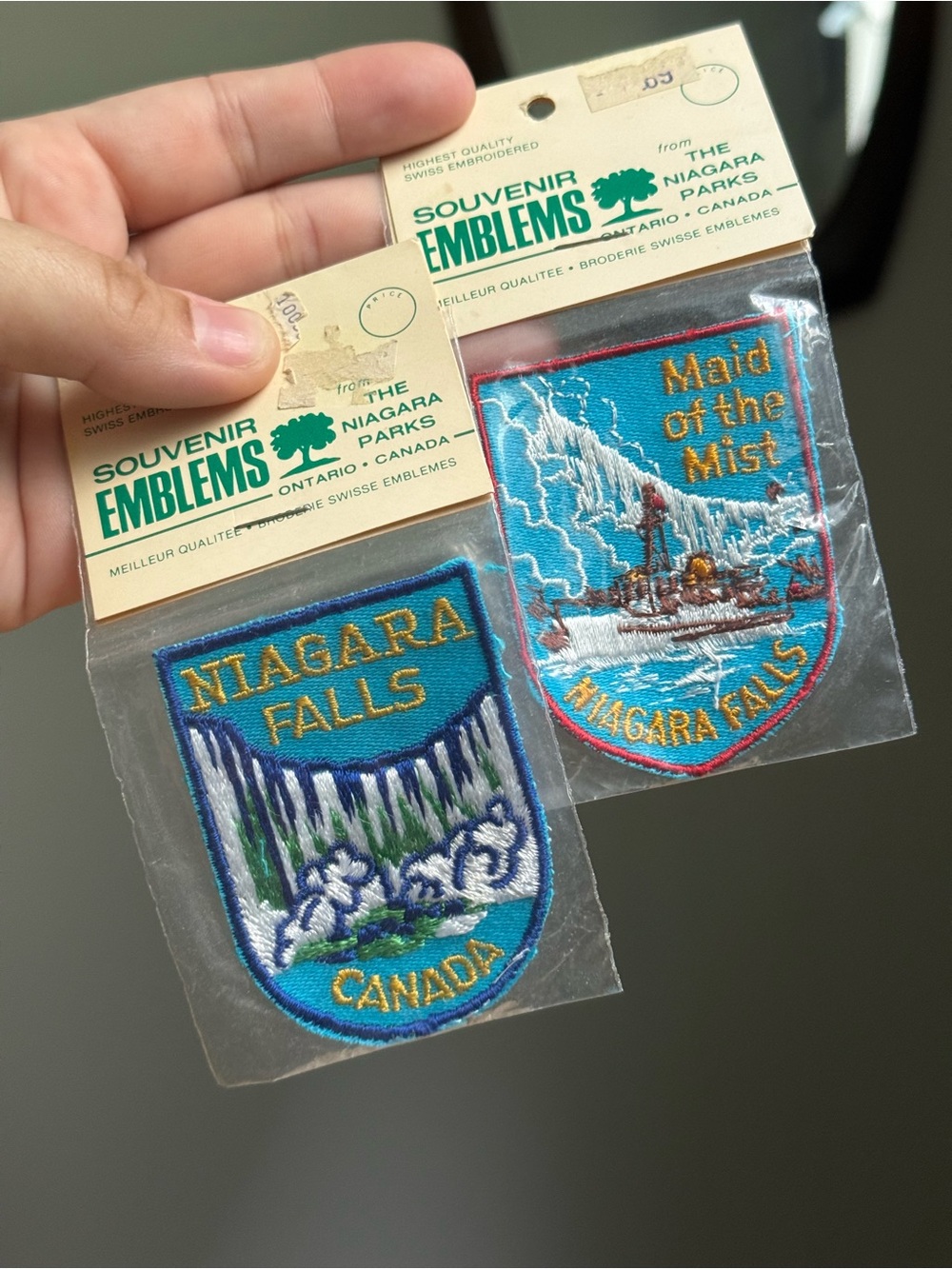 Set of 2 Vintage Swiss-Embroidered Niagara Falls Maid of the Mist Travel Patches